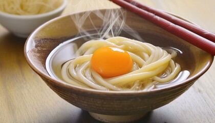 日本の代表的な家庭料理の月見うどん
