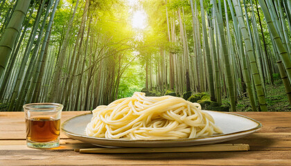 日本の代表的な家庭料理の冷たいざるうどん