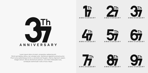 anniversary logotype vector design set black color can be use for celebration day