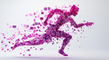 Humanoid make of of blocks and running