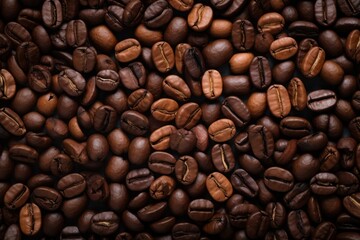 Fototapeta premium Roasted coffee whole beans texture background, top view