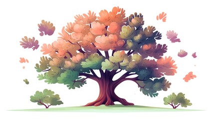 Naklejka premium A beautiful and colorful tree with a large trunk and many branches