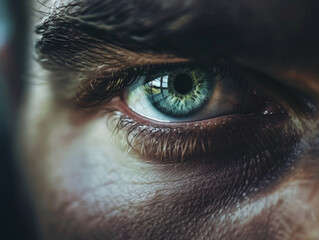 close up of man eye showing not enought sleep - ai