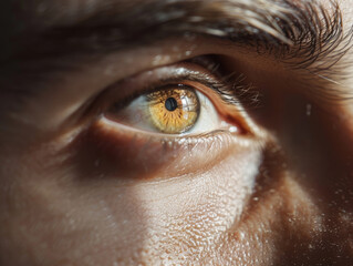 close up of man eye showing not enought sleep - ai