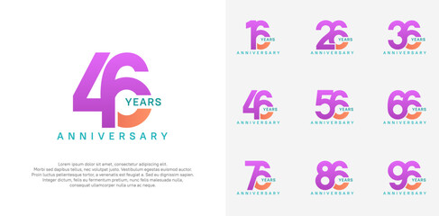 anniversary logotype vector set with purple and orange color for special celebration day