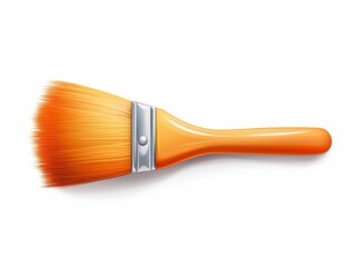 3D style imitation orange paintbrush icon with bristles on a white background