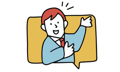 プレゼンテーション・案内・話す男性のイラスト