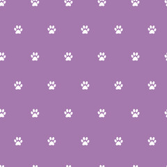 Paw Prints on Purple Lavender Seamless Repeat Pattern