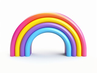 3D style imitation cartoon rainbow toy with arches, isolated on a white background