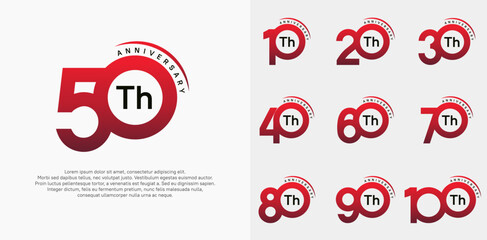 anniversary logotype vector set, red and black color can be use for special day celebration