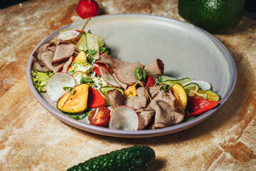 Rustic Feast on Wood Table
