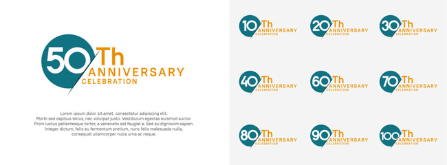 anniversary logo style vector sets. blue circle and white number for celebration