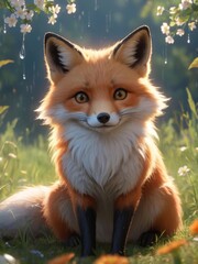 Fototapeta premium high detail fox cartoon illustration