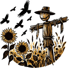 Scarecrow illustration created by artificial intelligence.
