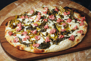 Gastronomic Delight: Pizza With Meat and Greens