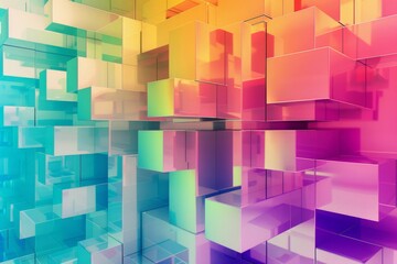 3D rendering of a colorful geometric shape.