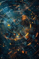 Fototapeta premium 3D rendering of a futuristic motherboard with glowing lights and intricate details.