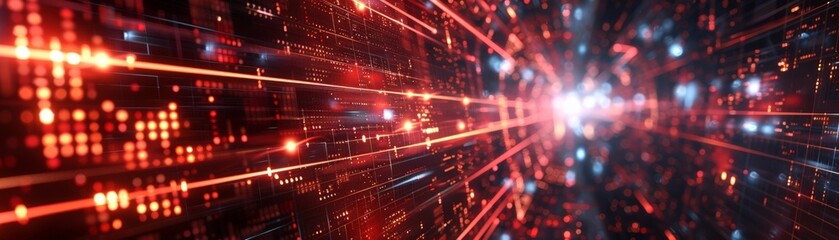 Obraz premium Abstract background of glowing red particles in space