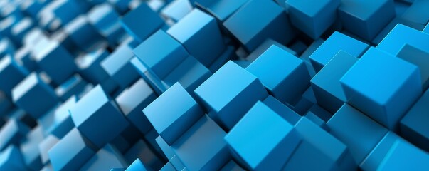 Obraz premium Abstract blue cubes background. 3d rendering illustration.