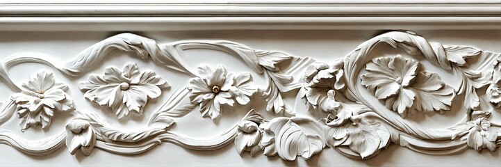 Luxury white wall design bas-relief