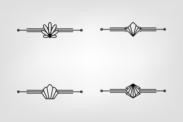 Art deco line border. Modern arabic gold frames, decorative lines borders and geometric golden label frame vector design elements