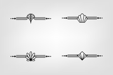 Art deco line border. Modern arabic gold frames, decorative lines borders and geometric golden label frame vector design elements