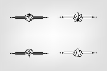 Art deco line border. Modern arabic gold frames, decorative lines borders and geometric golden label frame vector design elements