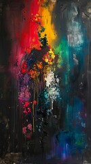 Fototapeta premium Abstract painting with bright rainbow colors.