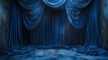 blue curtain with curtains