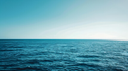 Pure blue sky with white clouds and ocean horizon ,generative ai