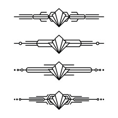 Art deco line border. Modern arabic gold frames, decorative lines borders and geometric golden label frame vector design elements