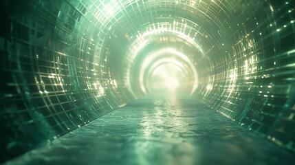 Mystical glowing green tunnel.