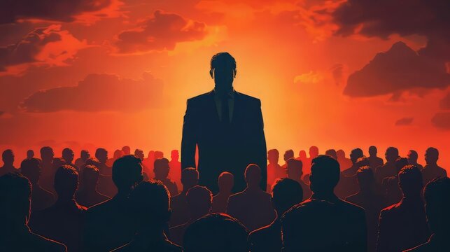 The crowd gathers to hear the leader's speech at the political rally.