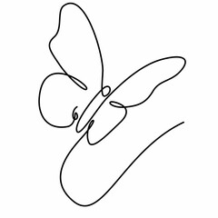 Butterflies in One continuous line drawing. Beautiful flying moth for beauty logo