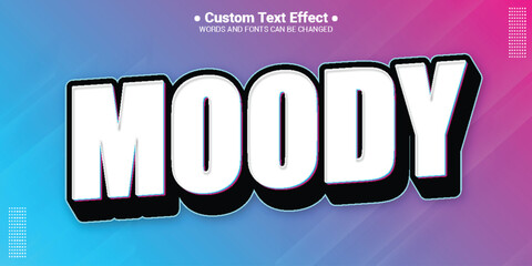 Moody modern cartoon text effect editable typography font style