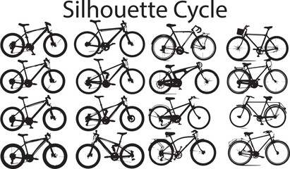 Silhouette black color  cycle Vector Set  Illustration 