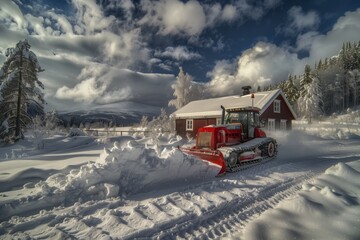 a bulldozer removes snow