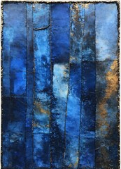 Naklejka premium Sapphire tapestry with a minimalism style, mixed media on metal. Contemporary painting. Modern poster for wall decoration