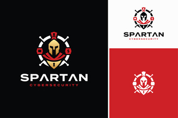 Greek Spartan Helmet with Vault Safe Door Wheel Handle and Business Icons for Account Private Protection Cyber Security logo design