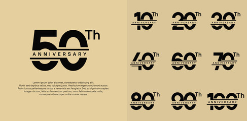 anniversary vector set design with black color for celebration day