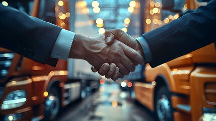Smart logistics and transportation, Handshake for successful of investment deal teamwork and partnership business partners on logistic global network distribution, Business of transport industrial,