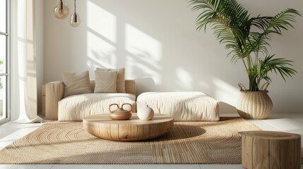 Modern Minimalist Bedroom Interior with Neutral Tones and Natural Light