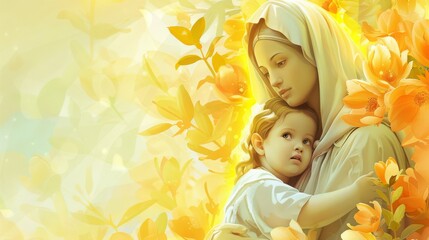 whit monday poster illustration commemorates the descent of the Holy Spirit on the disciples of Jesus Christ, as told in the Christian Bible