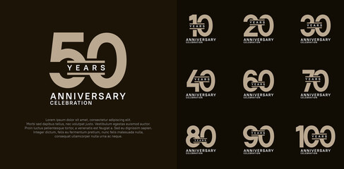anniversary logotype vector set with brown color for special celebration