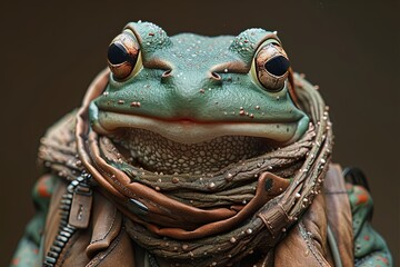 Stylish Green Amphibian: A High-Quality Display of Bravery