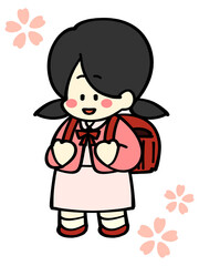 ランドセルを背負った女の子のイラスト素材