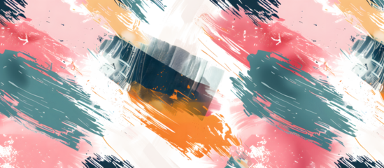 Seamless colorful paint brush marks pattern background Grunge background. Abstract minimalism hand drawn pat on white and transparent background