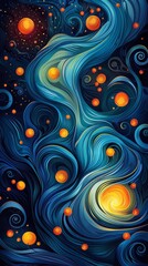 Fototapeta premium The image is a painting of a starry night