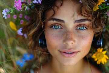 Elegant Maiden's Nature-Inspired Phone Conversation