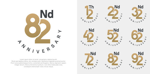 anniversary set vector design with gold and black color for celebration moment